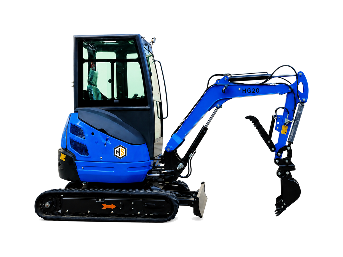 Mini escavatore HG20 blu con cabina